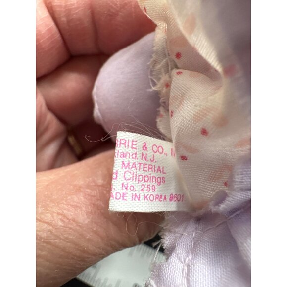 Vintage Russ Berrie Mini Bunny Plush Doll With Purple Polka Dot Dress & Bonnet 3 - Picture 5 of 6